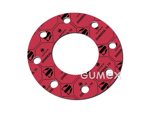DIMERSIL 10, 0,5mm, 1500x1500mm, 40bar, NBR-SBR/organische Fasern, +140°C (Dampf +120°C), rot, 